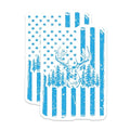 (2 Pack) Patriotic Deer Skull Stickers - Rustic Outdoor Decor Stickers - Wildlife American Flag Stickers - 5" On Longest Side - Sticks to Smooth Flat Surfaces - Made in USA - BMCS5563