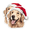 (2 Pack) Golden Retriever Christmas Magnets - Santa Hat Dog Decor - Holiday Animal Refrigerator - Festive Pet Lover Accent - 5 Inches On Longest Side - Thick Durable Magnet - Made in USA - MAG23919