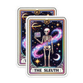 (2 Pack) Cosmic Skeleton Stickers - Galaxy Sleuth Sticker - Celestial Astrology Stickers - 5" On Longest Side - Sticks to Smooth Flat Surfaces - Made in USA - BMCS5499