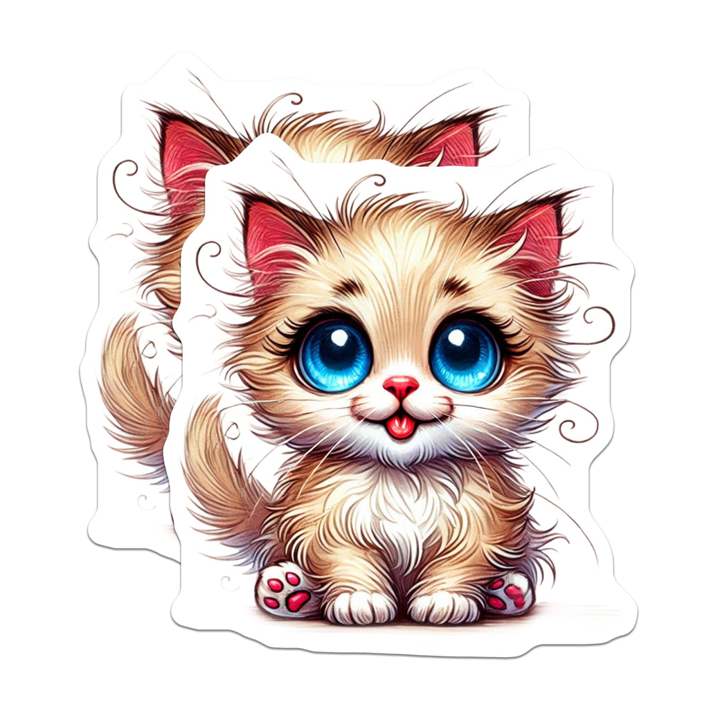 (2 Pack) Cute Kitten Magnets - Cartoon Cat - Fridge Decor - 5" On Longest Side - Premium Magnet - for Cars, Refrigerators, Toolboxes, Lockers - Made in USA - MAG16418