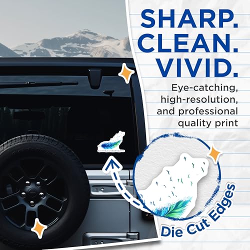(2 Pack) Inspirational Feather Stickers - Motivational Quote - Blue Feather with Birds - Uplifting Message Decal - 5" On Longest Side - Sticks to Smooth Flat Surfaces - Made in USA - BMCS7554