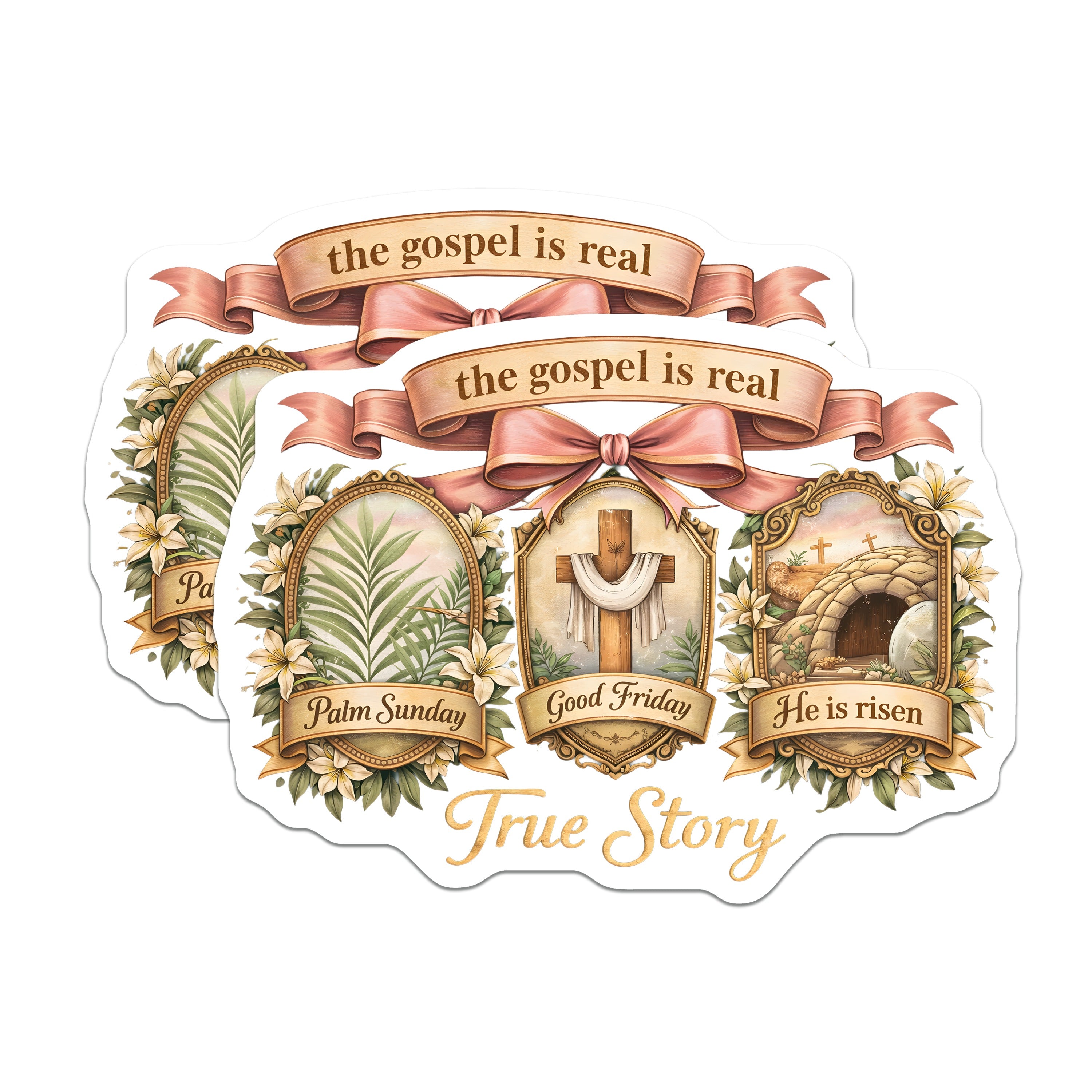 (2 Pack) Christian Easter Magnets - Gospel Story He is Risen - Religious Decor - Faith Display - Devotional Bible Art - 5 Inches On Longest Side - Thick Durable Magnet - Made in USA - MAG37299