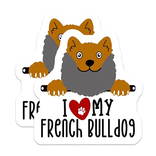 (2 Pack) I Love My French Bulldog Magnets - Cute Dog Car - Pet Lovers Car - French Bulldog - 5" On Longest Side - for Cars, Fridges, Toolboxes - Made in USA - MAG4305