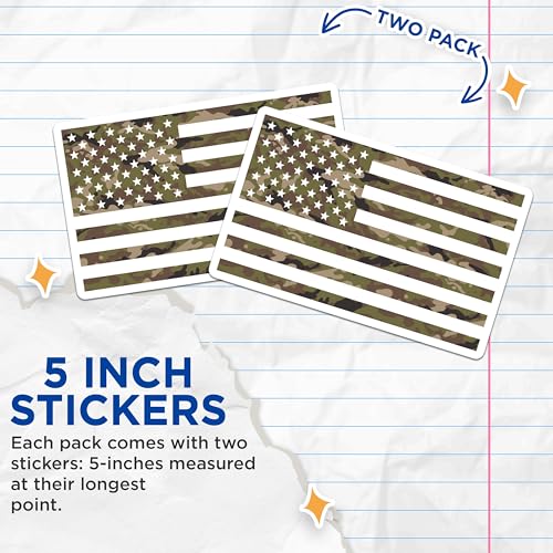 (2 Pack) American Flag Stickers - 5" On Longest Side - Sticks to Smooth Flat Surfaces - Made in USA - BMCS8625 - BMCS8625