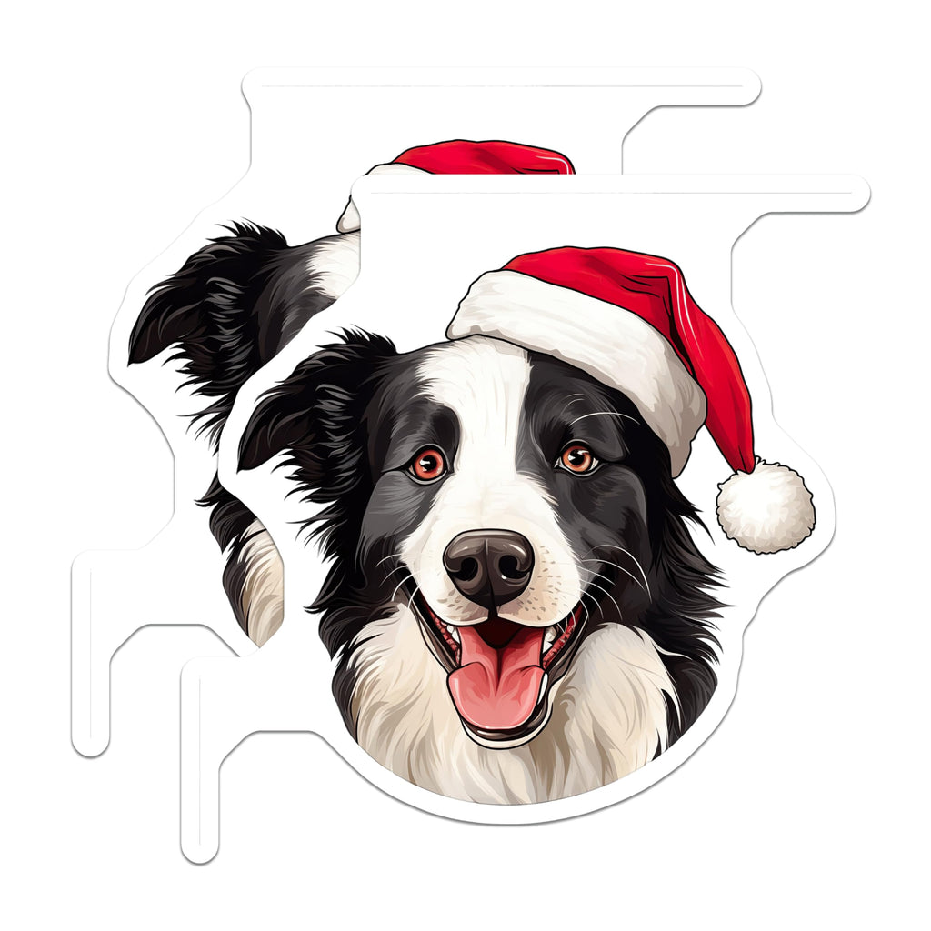(2 Pack) Christmas Border Collie Magnets - Santa Hat Dog Decor - Holiday Pet Refrigerator - 5 Inches On Longest Side - Thick Durable Magnet - Made in USA - MAG26533