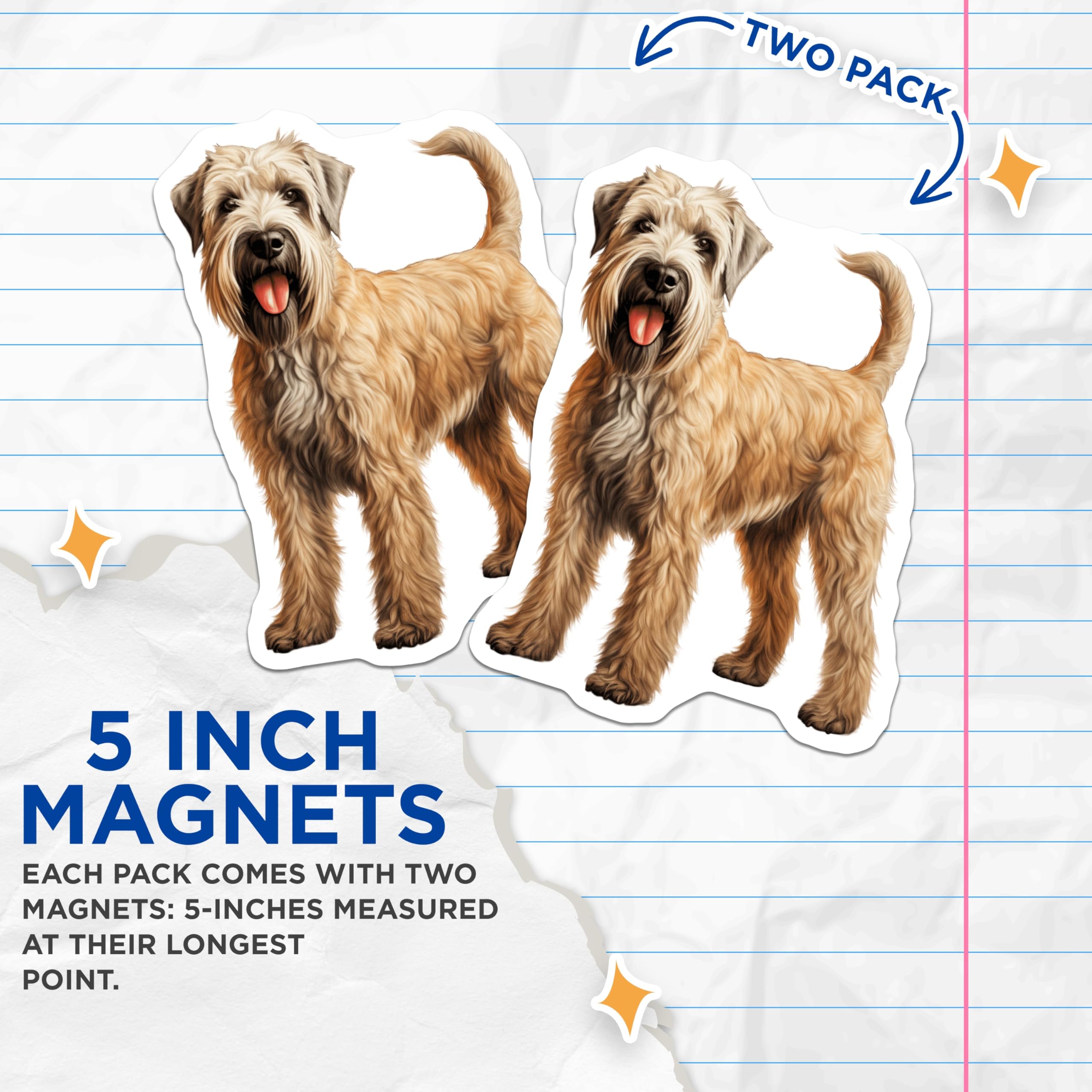 (2 Pack) Soft Coated Wheaten Terrier Magnets - Wheaten Dog Owner Decor - Pet Breed Fridge Magnets - 5 Inches On Longest Side - Thick Durable Magnet - Made in USA - MAG26296