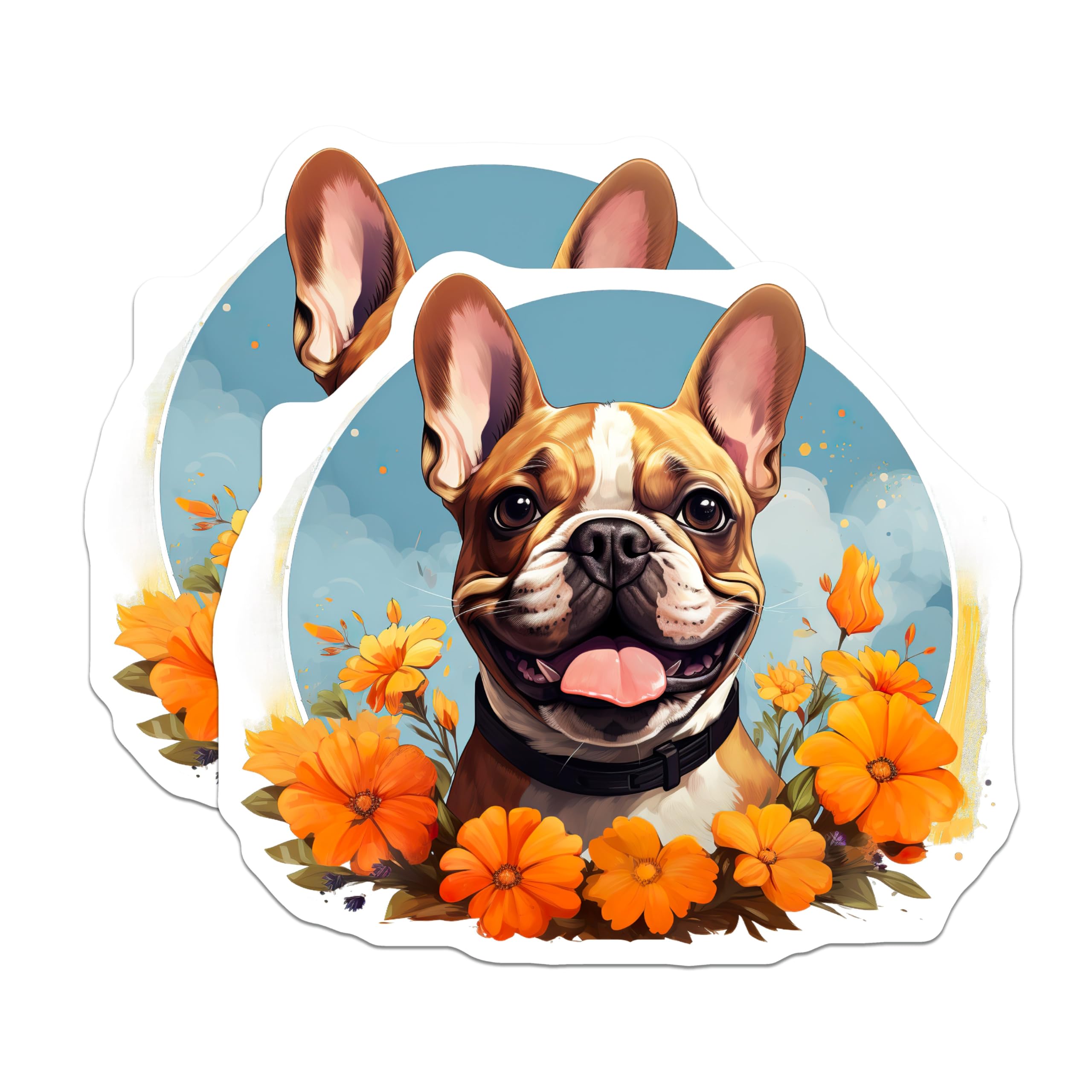 (2 Pack) French Bulldog Magnets - Cute Dog Lover Decor - Happy Frenchie Art - Pet Owner Fridge Magnets Floral Puppy - 5 Inches On Longest Side - Thick Durable Magnet - Made in USA - MAG28512