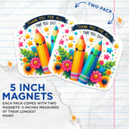 (2 Pack) Thank You Teacher Magnets - Appreciation Magnets - Teacher's Day Decor Magnet - 5" On Longest Side - Premium Magnet - for Cars, Refrigerators, Toolboxes, Lockers - Made in USA - MAG16393