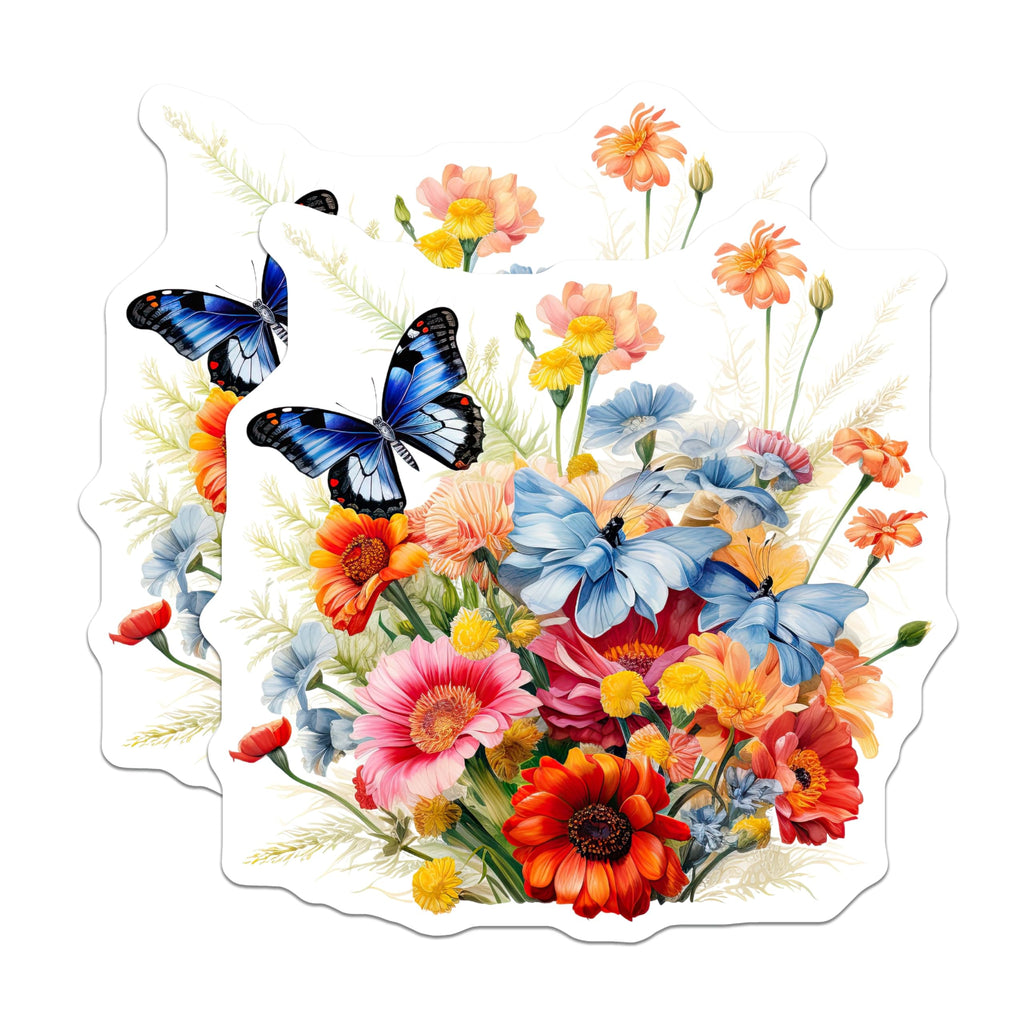 (2 Pack) Butterfly Floral Magnets - Flower Bouquet Magnet - Decorative Home Kitchen Decor - 5" On Longest Side - Premium Magnet - for Cars, Refrigerators, Toolboxes, Lockers - Made in USA - MAG15362