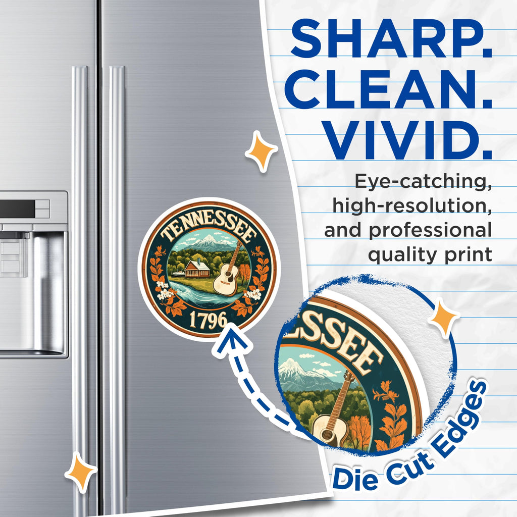 (2 Pack) Tennessee Magnets - State Pride Souvenirs - Guitar Country Fridge Decor - 5" On Longest Side - Premium Magnet - for Cars, Refrigerators, Toolboxes, Lockers - Made in USA - MAG14655