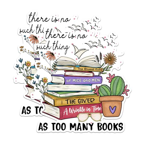 (2 Pack) Book Lover Stickers - Reading Enthusiast - Literary Quote - Bookworm Accessories - Cute Book Stack - 5" On Longest Side - Sticks to Any Smooth Flat Surface - Made in USA - BMCS3019