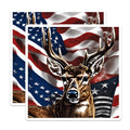 (2 Pack) American Patriotic Deer Fridge Magnets - Majestic USA Flag Buck Antlers - Wildlife Hunter Rustic Lodge Decor - 5 Inches On Longest Side - Thick Durable Magnet - Made in USA - MAG19740