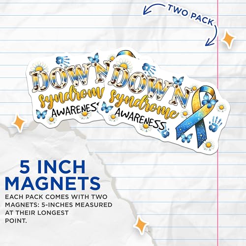 (2 Pack) Down Syndrome Awareness Magnets - 5" On Longest Side - for Cars, Fridges, Toolboxes - Made in USA - MAG8211