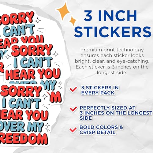 (3 Pack) Freedom Decals - Laptop Decals - Inspirational Sticker - 3 Inches On Longest Side - Easy Peel & Apply - Made in USA - 3MCS2661