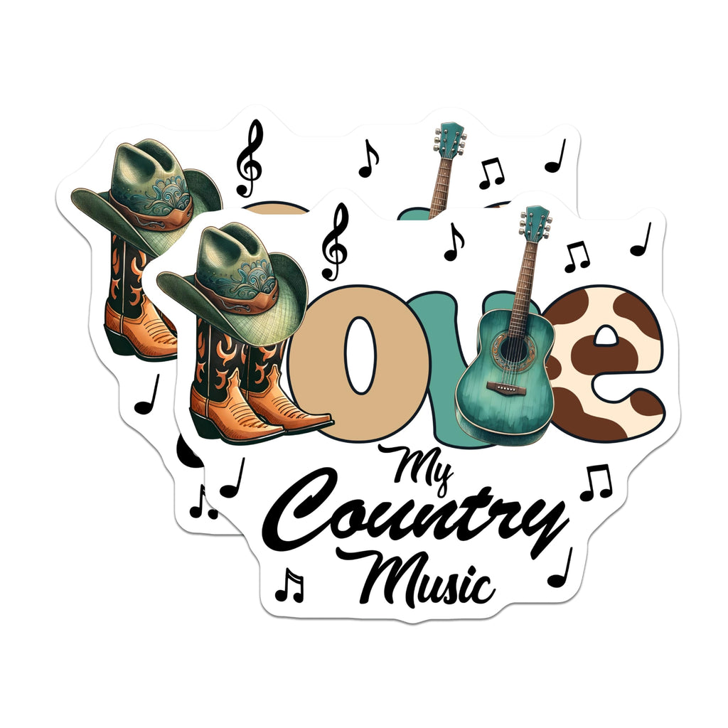 (2 Pack) Country Music Magnets - Cowboy Boots Hat - Guitar Fridge Home Decor - 5" On Longest Side - Premium Magnet - for Cars, Refrigerators, Toolboxes, Lockers - Made in USA - MAG15916