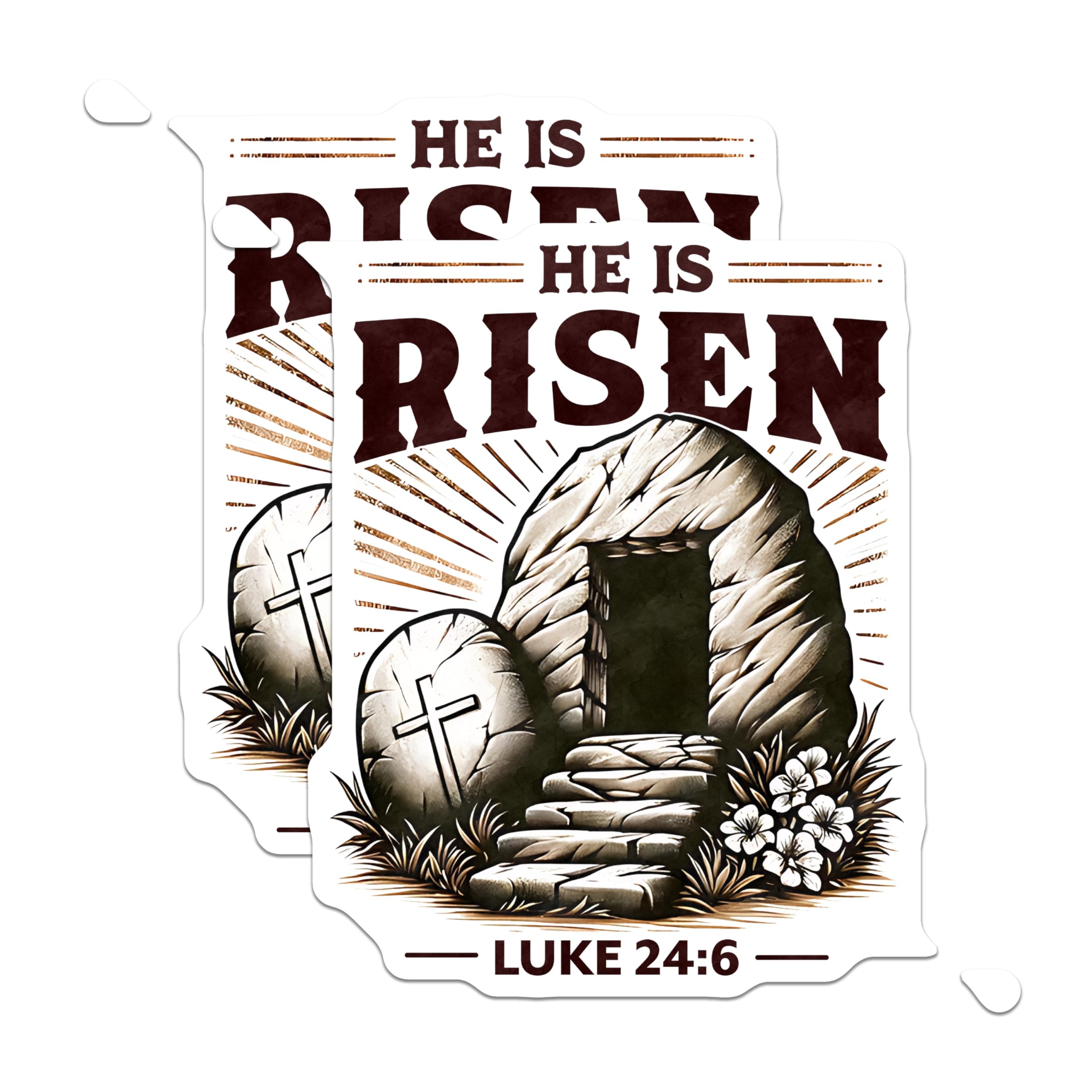 (2 Pack) He is Risen Magnets - Christian Easter Decor - Religious Faith Magnets - Empty Tomb Scripture - Luke 24:6-5 Inches On Longest Side - Thick Durable Magnet - Made in USA - MAG25281