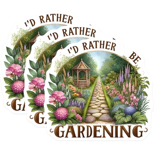(3 Pack) I'd Rather Be Gardening Decals - Garden Lover Decal - Laptop Decal - 3 Inches On Longest Side - Easy Peel & Apply - Made in USA - 3MCS4860