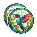 (2 Pack) Stained Glass Hummingbird Magnets - Nature Bird Art - Colorful Fridge Decor Accents - 5 Inches On Longest Side - Thick Durable Magnet - Made in USA - MAG23262