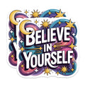 (2 Pack) Believe in Yourself Magnets - Motivational Affirmation - Space Galaxy Celestial Design - Encouragement Art - 5 Inches On Longest Side - Thick Durable Magnet - Made in USA - MAG37801