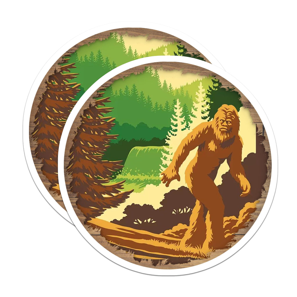 (2 Pack) Bigfoot Magnets - Sasquatch Forest Decor - Cryptid Lover - Pacific Northwest Adventure - 5 Inches On Longest Side - Thick Durable Magnet - Made in USA - MAG29718