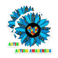(2 Pack) Autism Awareness Stickers - Puzzle Heart Stickers - Blue Sunflower Stickers - 5" On Longest Side - Sticks to Any Smooth Flat Surface - Made in USA - BMCS3575