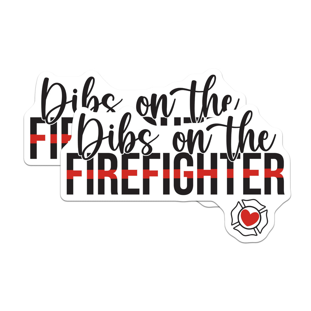 (2 Pack) Firefighter Wife Magnets - Dibs on Firefighter - Firefighter Girlfriend Gift - 5" On Longest Side - Premium Magnet - for Cars, Refrigerators, Toolboxes, Lockers - Made in USA - MAG17596