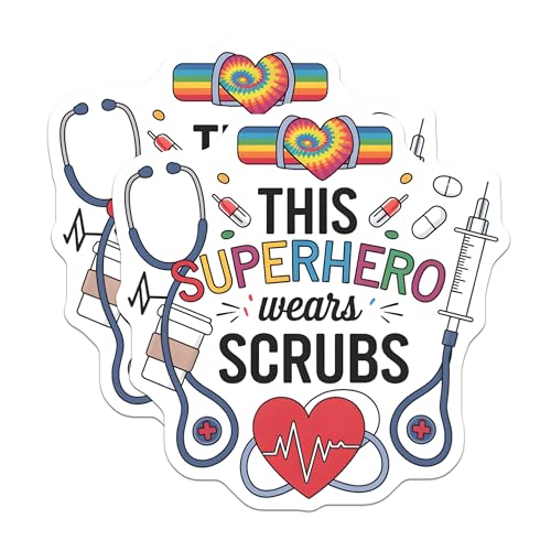 (2 Pack) This Superhero Wears Scrubs Magnets - Medical Professional Decor - Healthcare Hero - Nurse Practitioner - 5" On Longest Side - for Cars, Fridges, Toolboxes - Made in USA - MAG7203