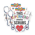 (2 Pack) This Superhero Wears Scrubs Magnets - Medical Professional Decor - Healthcare Hero - Nurse Practitioner - 5" On Longest Side - for Cars, Fridges, Toolboxes - Made in USA - MAG7203