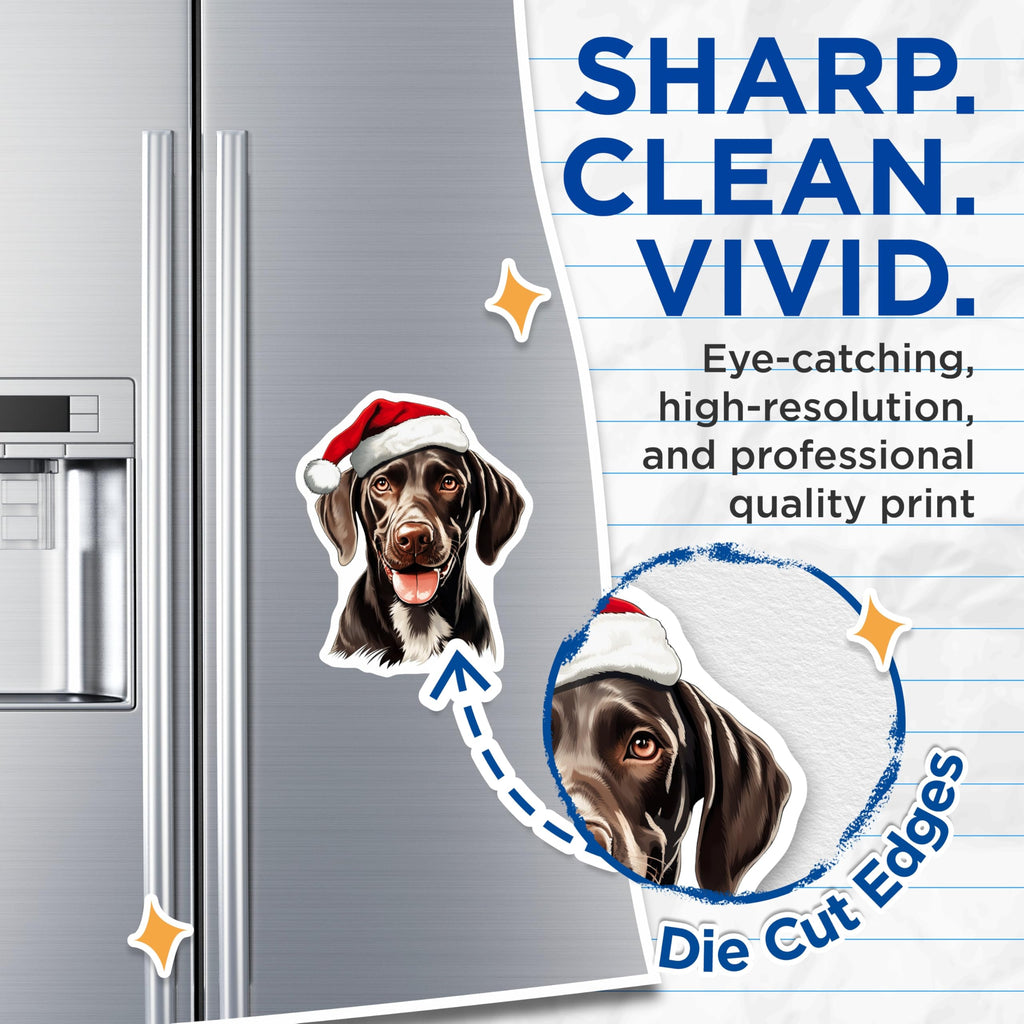 (2 Pack) Christmas Dog Magnets - Santa Hat Labrador Decor - Holiday Pet Refrigerator Accessory - 5 Inches On Longest Side - Thick Durable Magnet - Made in USA - MAG25040