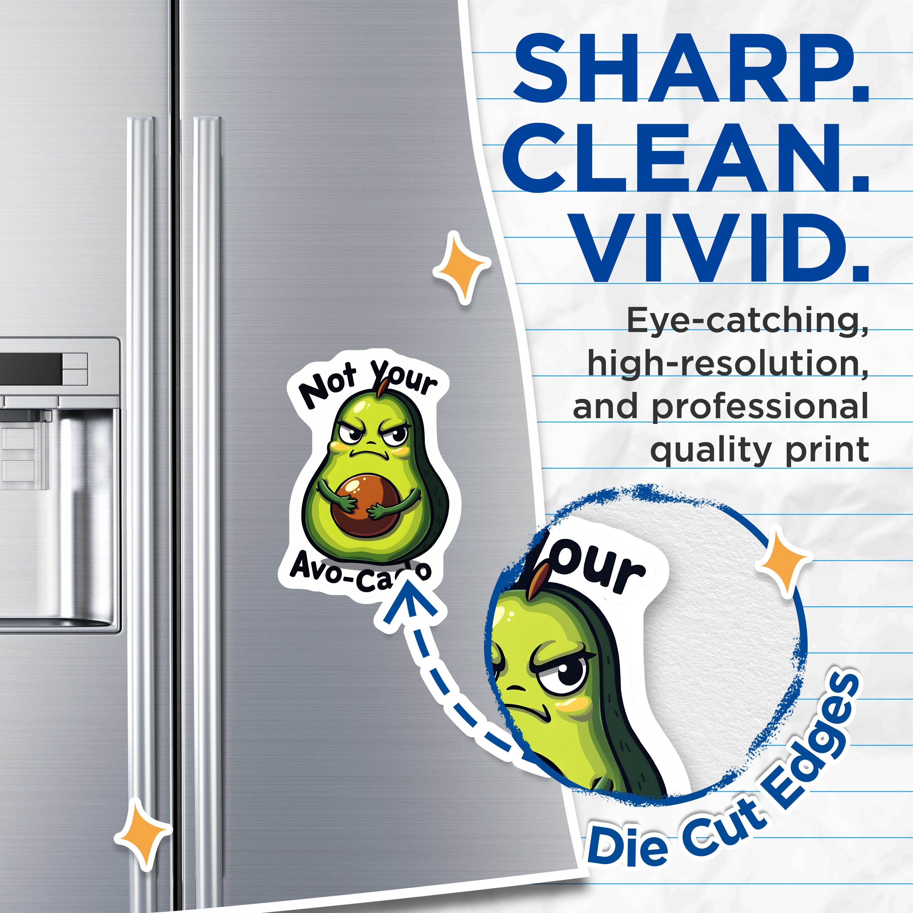 (2 Pack) Not Your AVO-Cado Magnets - Funny Avocado Pun Fridge Decor - Sassy Kitchen Locker Office Art - 5 Inches On Longest Side - Thick Durable Magnet - Made in USA - MAG38088