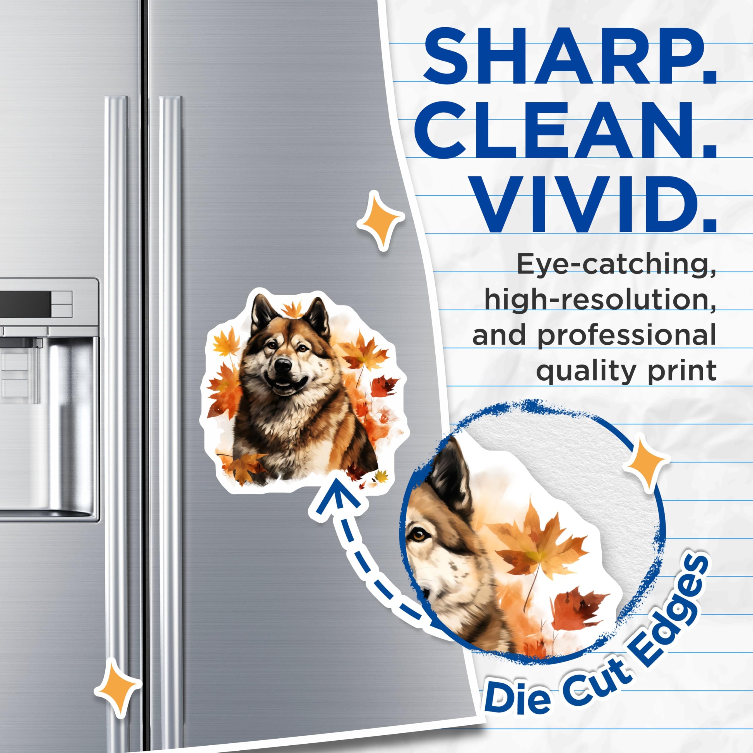 (2 Pack) Akita Dog Refrigerator Magnets - Happy Fall Decor - Animal Lover Kitchen Magnets - 5 Inches On Longest Side - Thick Durable Magnet - Made in USA - MAG26103