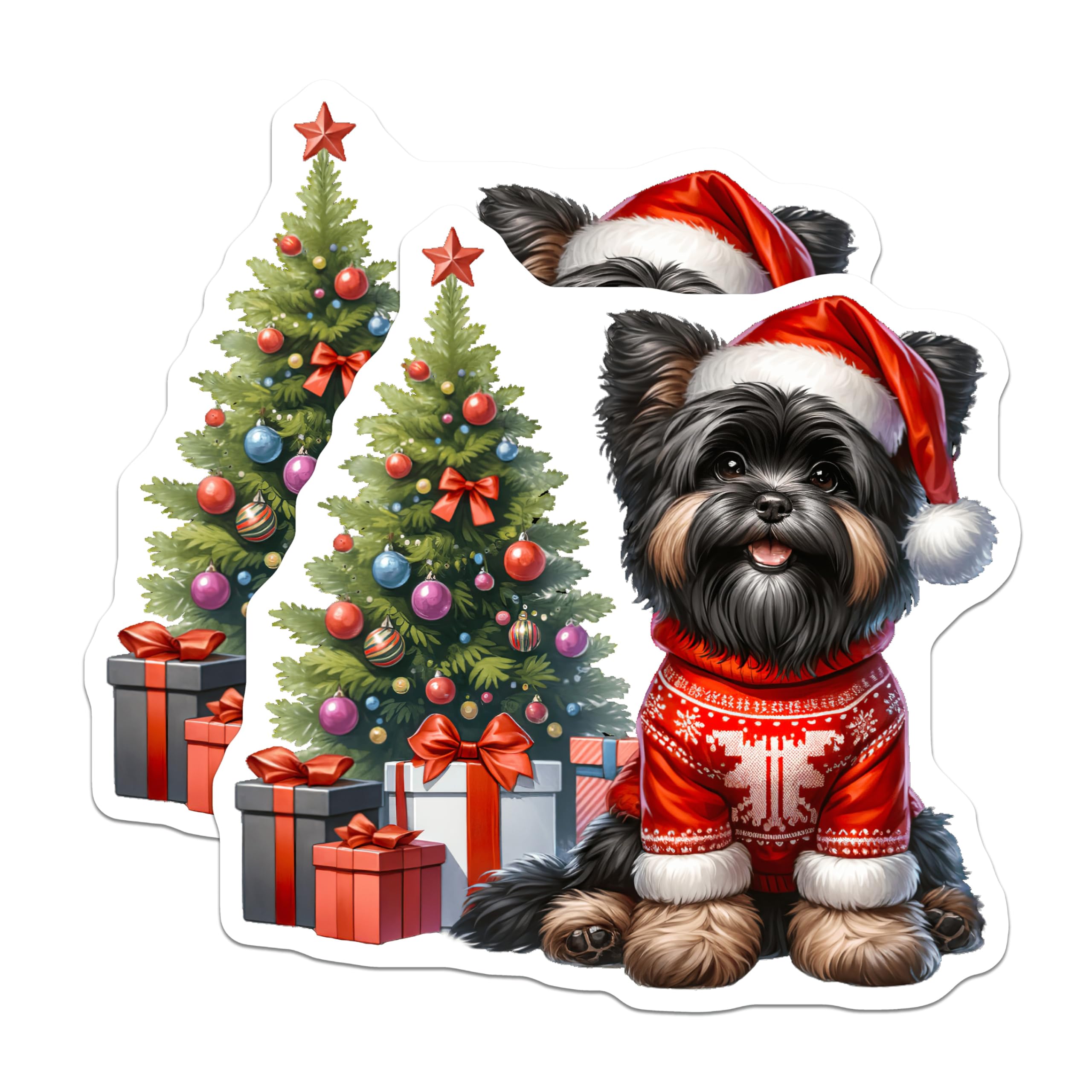 (2 Pack) Christmas Yorkie Magnets - Festive Pet Fridge Decor - Cute Dog Lover Magnets - Holiday Season Animal Decoration - 5 Inches On Longest Side - Thick Durable Magnet - Made in USA - MAG28283