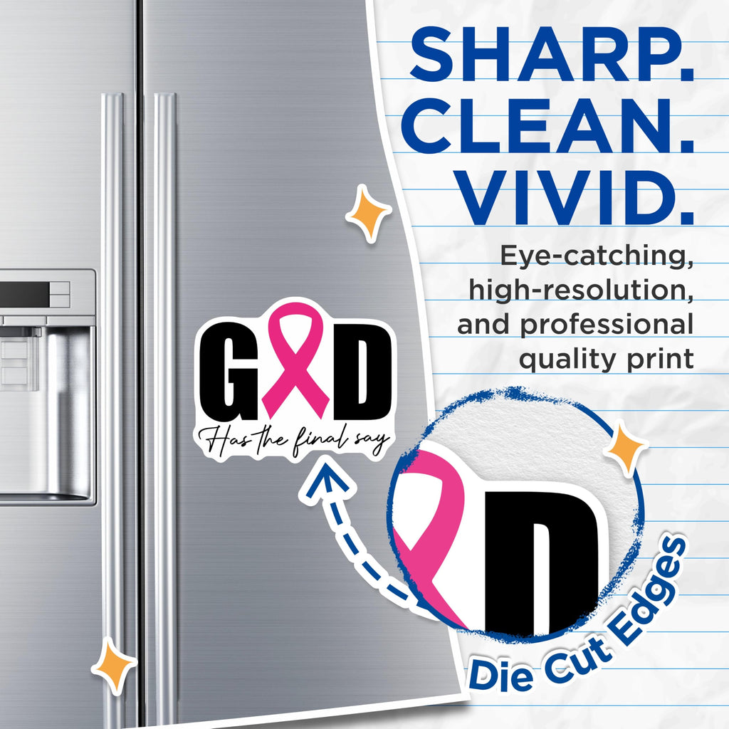 (2 Pack) God Has Final Say Magnets - Breast Cancer Awareness - Pink Ribbon Faith - Christian Support Decor - 5 Inches On Longest Side - Thick Durable Magnet - Made in USA - MAG25253