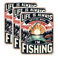 (3 Pack) Fishing Decals - Life is Better - Laptop Decals - 3 Inches On Longest Side - Easy Peel & Apply - Made in USA - 3MCS1471
