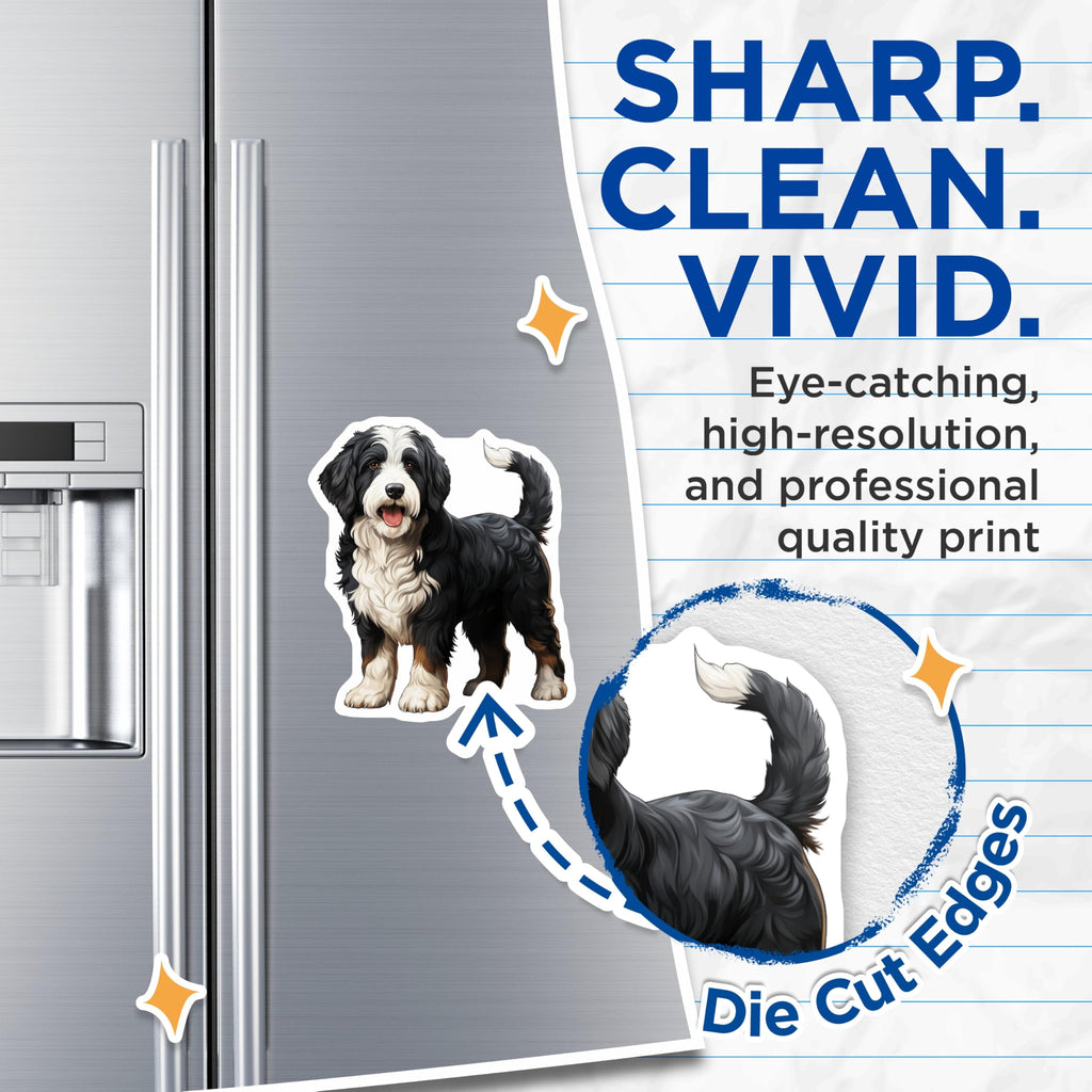 (2 Pack) Bernese Mountain Dog Magnets - Bernedoodle Dog Lover - Fridge Decor Accessory - 5 Inches On Longest Side - Thick Durable Magnet - Made in USA - MAG26190