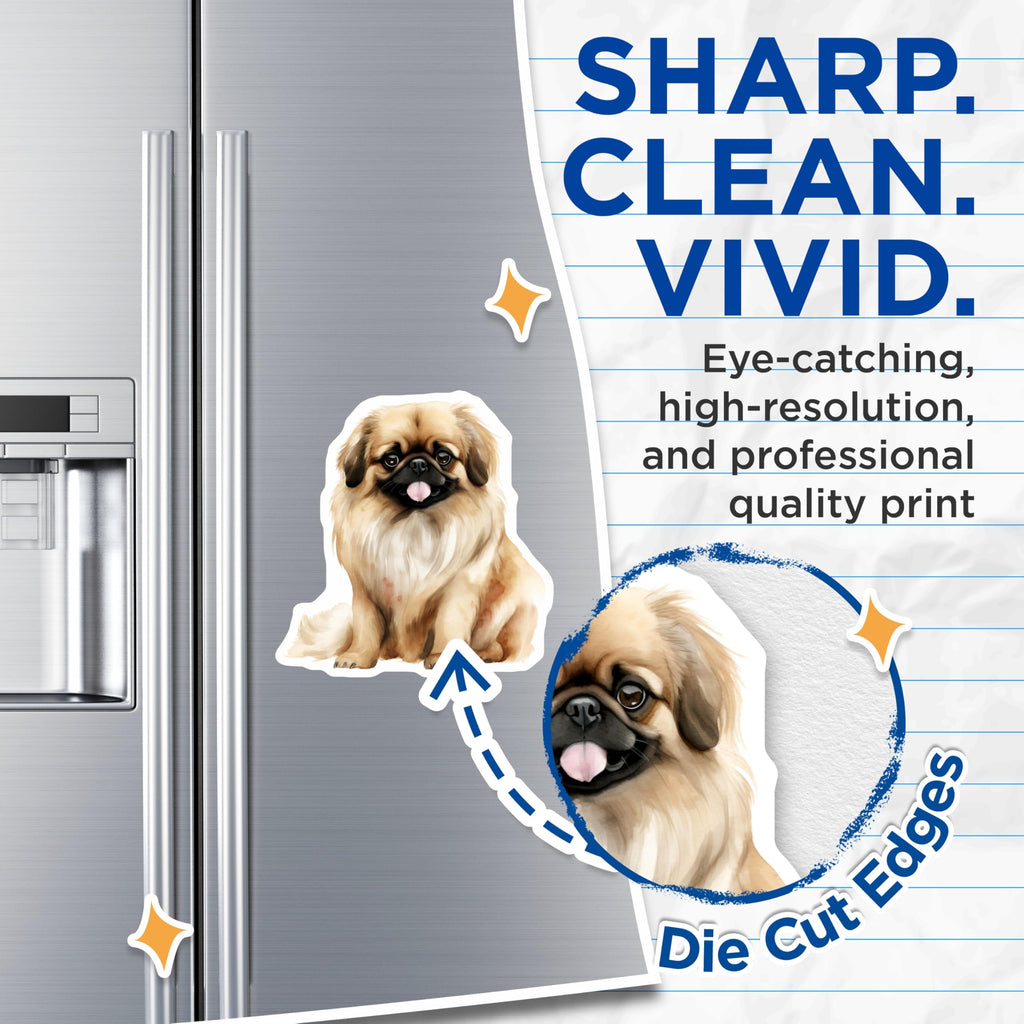 (2 Pack) Pekingese Dog Magnets - Cute Watercolor Pet Art - Fluffy Canine Fridge Decor - Dog Owner Supplies - 5 Inches On Longest Side - Thick Durable Magnet - Made in USA - MAG27723