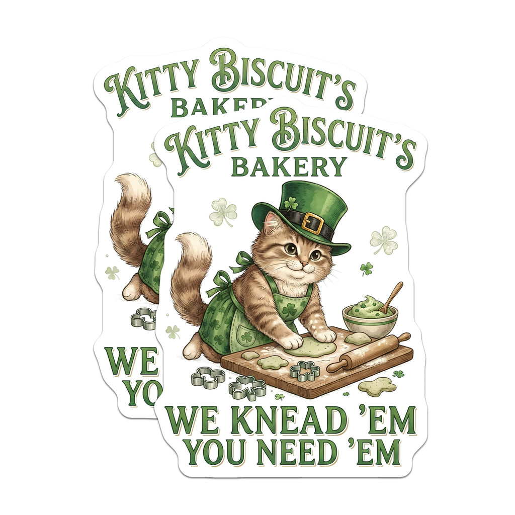 (2 Pack) Cat Bakery Magnets - Irish Cat - Kitty Biscuit's - Saint Patrick's Day - 5" On Longest Side - Premium Magnet - for Cars, Refrigerators, Toolboxes, Lockers - Made in USA - MAG16113