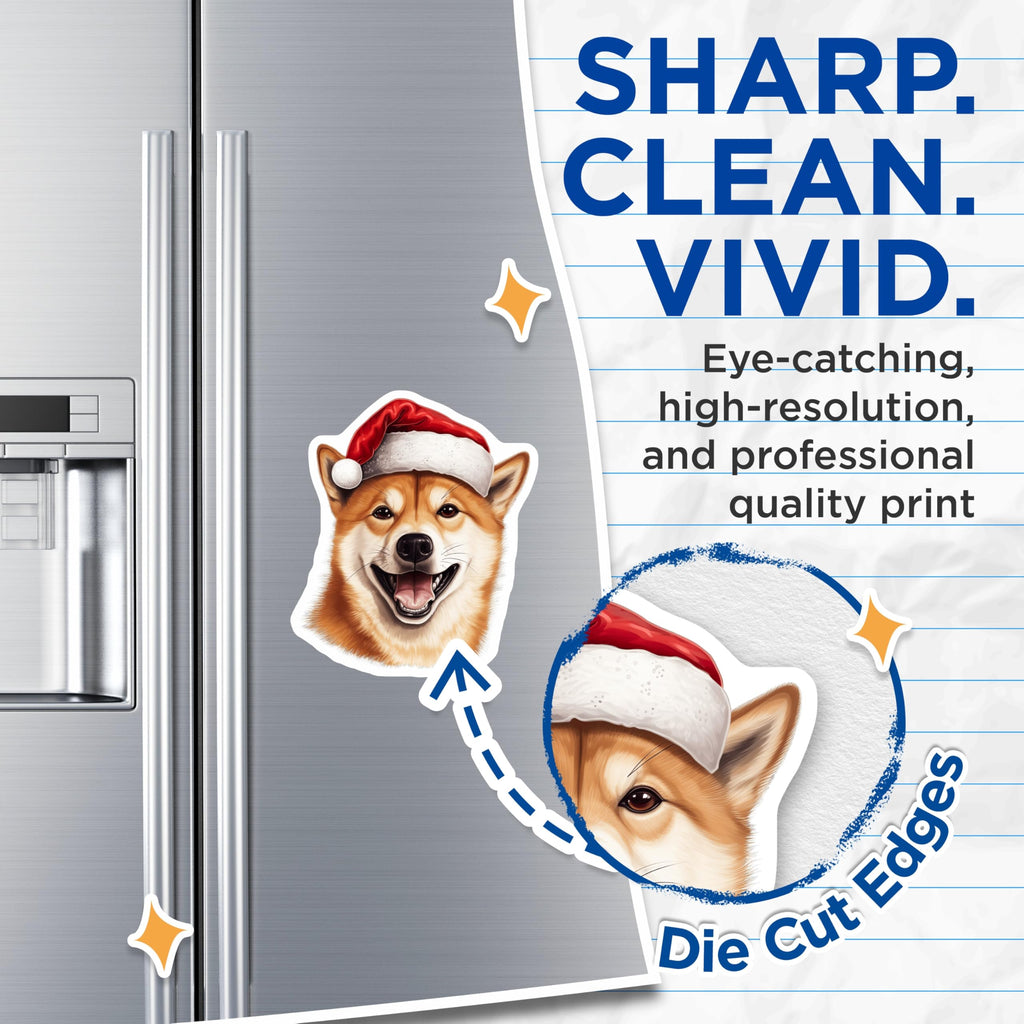 (2 Pack) Shiba Inu Magnets - Christmas Dog - Holiday Fridge Decor - 5 Inches On Longest Side - Thick Durable Magnet - Made in USA - MAG25001