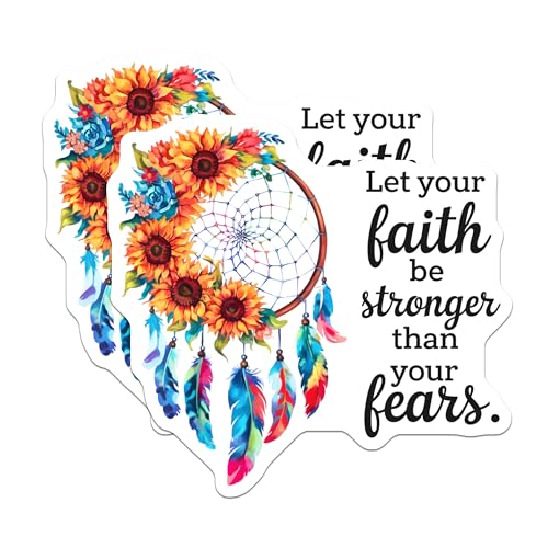 (2 Pack) Inspirational Quotes Stickers - Motivational Boho Dreamcatcher Decal - 5" On Longest Side - Sticks to Smooth Flat Surfaces - Made in USA - BMCS6504