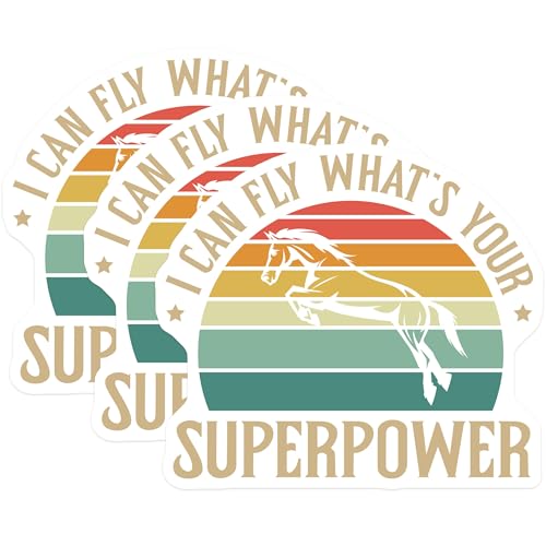 (3 Pack) Horse Superpower Decals - Equestrian Stickers - Funny Horse Lover Gift - 3 Inches On Longest Side - Easy Peel & Apply - Made in USA - 3MCS4354