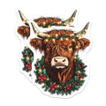 (2 Pack) Highland Cow Christmas Magnets - Festive Farm Animal Decor - Rustic Holiday Kitchen Accessory - 5 Inches On Longest Side - Thick Durable Magnet - Made in USA - MAG36855