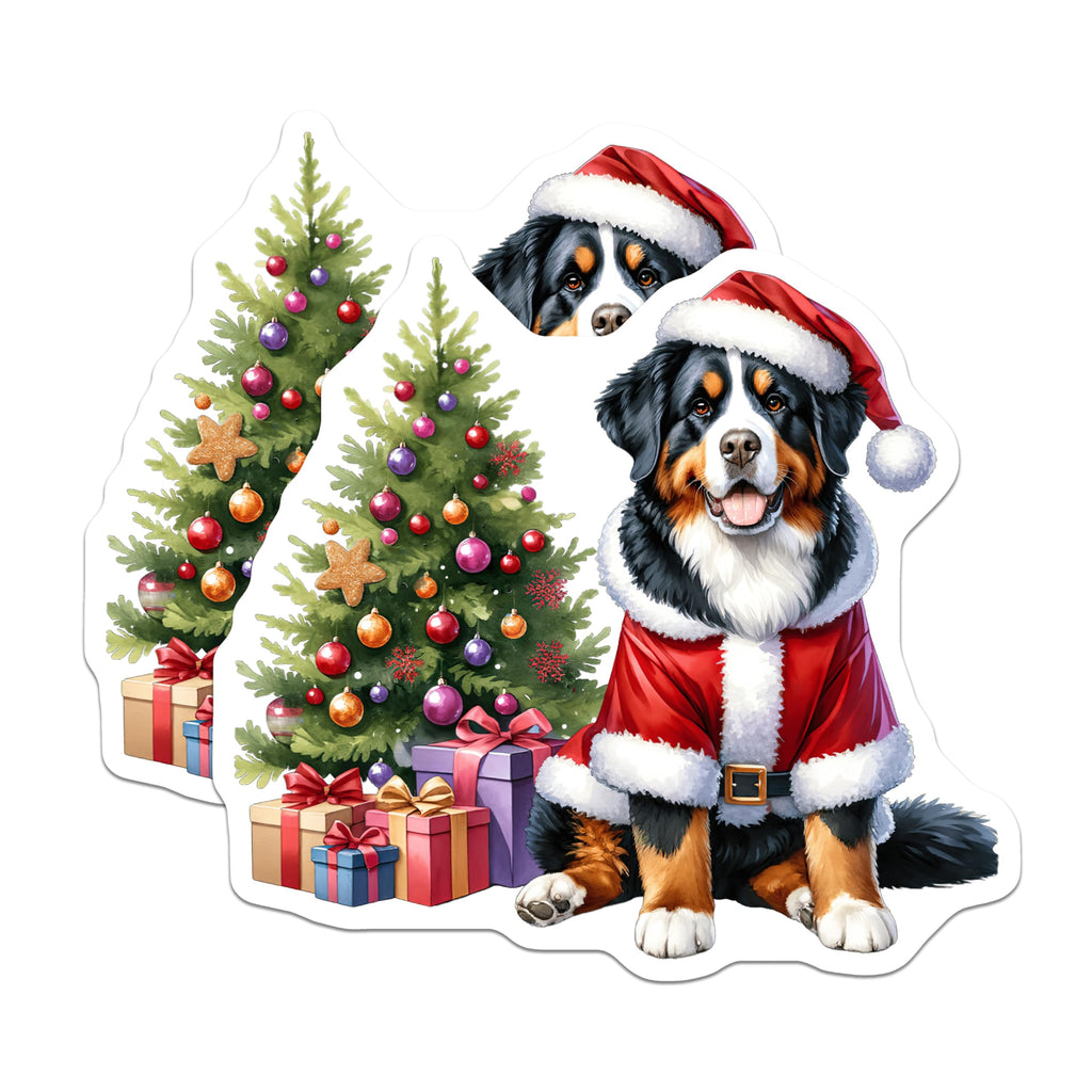 (2 Pack) Bernese Mountain Dog Magnets - Christmas Santa Pet Decor - Holiday Refrigerator Accent - 5 Inches On Longest Side - Thick Durable Magnet - Made in USA - MAG27961