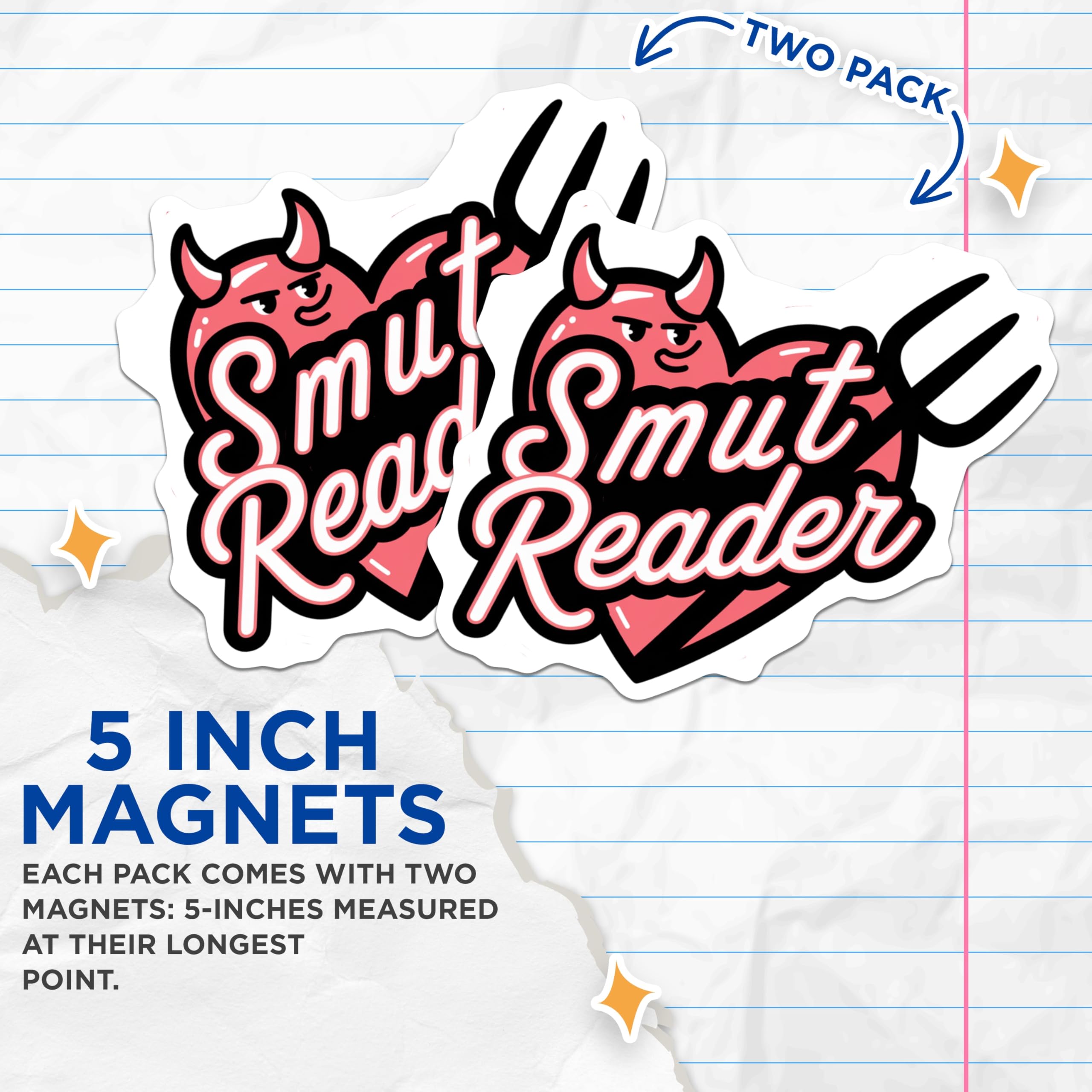 (2 Pack) Smut Reader Magnets - Spicy Book Lover Decor - Dark Romance Bookworm Humor Accessory - 5 Inches On Longest Side - Thick Durable Magnet - Made in USA - MAG29340