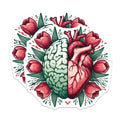 (2 Pack) Brain Heart Magnets - Mind Emotion Harmony Art - Human Anatomy Flora Decor - Conceptual Wellbeing Visual - 5 Inches On Longest Side - Thick Durable Magnet - Made in USA - MAG19773