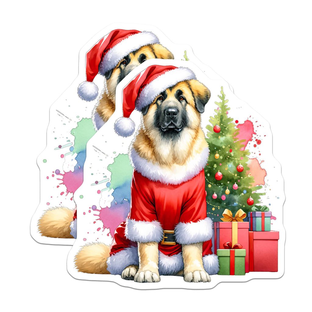 (2 Pack) Santa Claus Dog Magnets - Christmas Tree Presents Decor - Festive Holiday Refrigerator Magnet Set - 5 Inches On Longest Side - Thick Durable Magnet - Made in USA - MAG24102