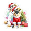(2 Pack) Santa Claus Dog Magnets - Christmas Tree Presents Decor - Festive Holiday Refrigerator Magnet Set - 5 Inches On Longest Side - Thick Durable Magnet - Made in USA - MAG24102