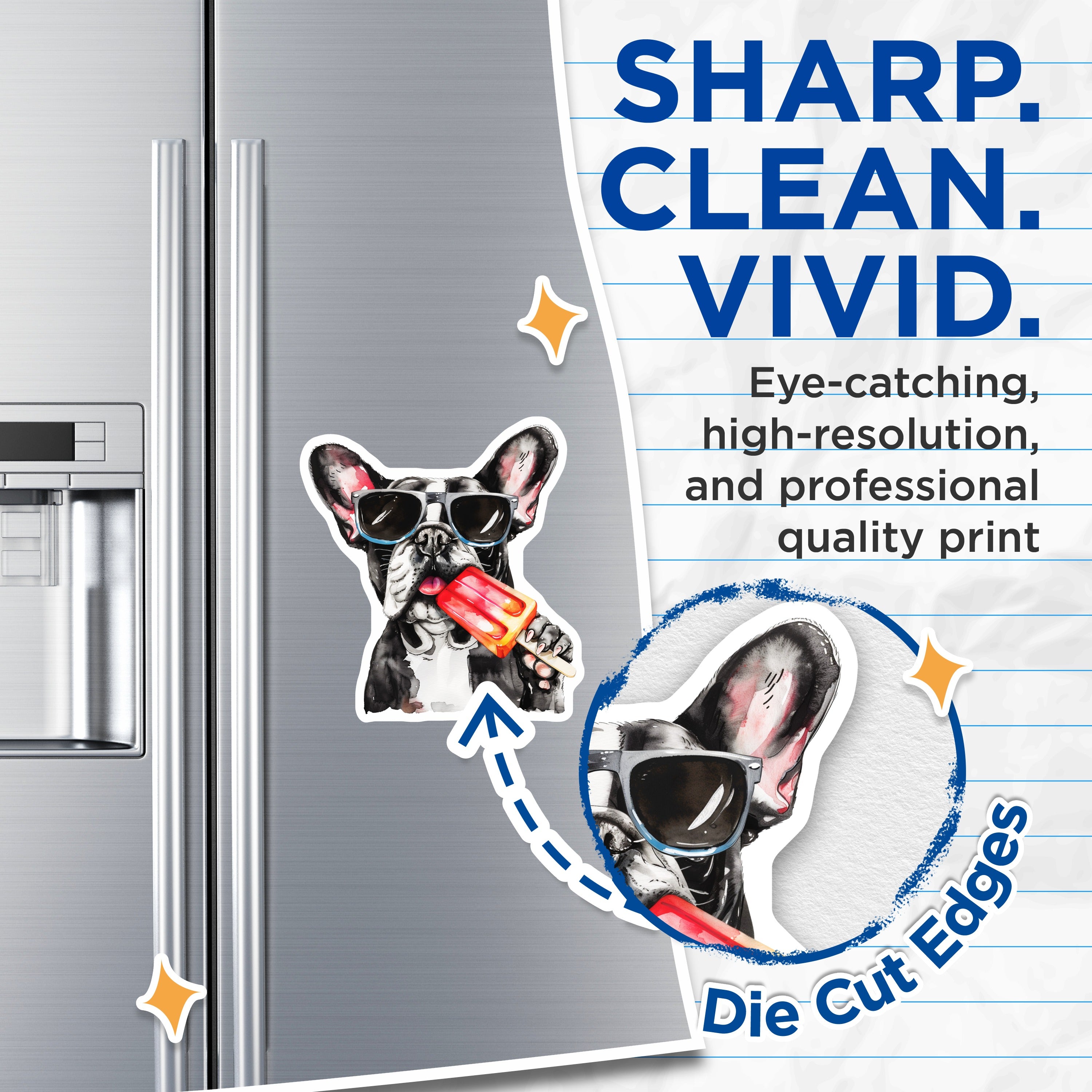 (2 Pack) French Bulldog Magnets - Frenchie Lover Decor - Popsicle Summer Pet Fridge Accessories - 5 Inches On Longest Side - Thick Durable Magnet - Made in USA - MAG38137