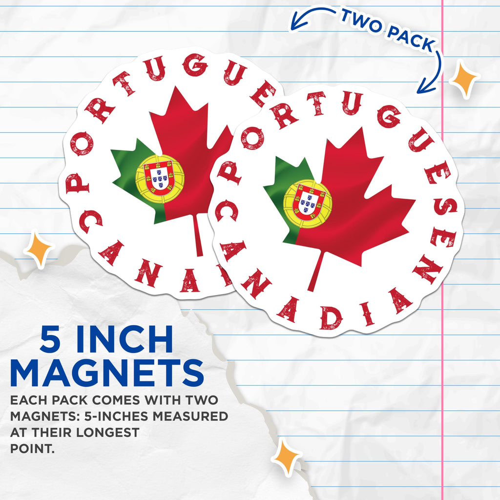(2 Pack) Portuguese Canadian Magnets - Canada Portugal Flag - Dual Citizenship Souvenir - 5" On Longest Side - Premium Magnet - for Cars, Refrigerators, Toolboxes, Lockers - Made in USA - MAG17727