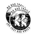 (2 Pack) Hiking Magnets - No Bad Trails Just Bad Knees - Adventure Decor - Backpacking - Bear Designs Mountaing - 5" On Longest Side - for Cars, Fridges, Toolboxes - Made in USA - MAG5593