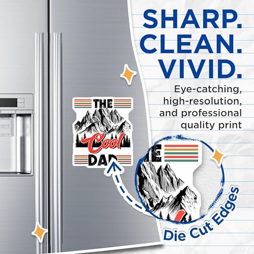 (2 Pack) Cool Dad Magnets - Retro Mountain Art - Nature Themed Dad Decor for Father's Day - 5" On Longest Side - for Cars, Fridges, Toolboxes - Made in USA - MAG7465
